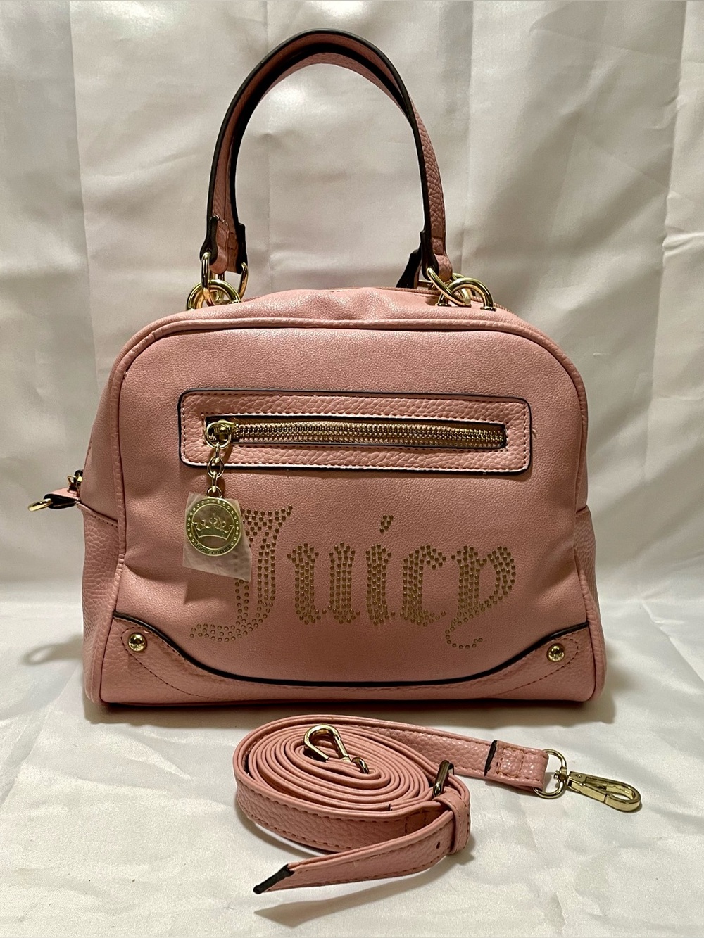 Juicy Couture Dusty Pink Dome Crossbody with Gold Hardware/Charms